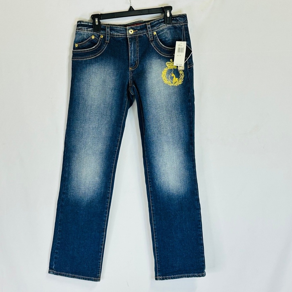 Baby Phat Vintage Sz 11 Jeans Dark Blue Y2K McBling Embroidered Coquette NWT‎
